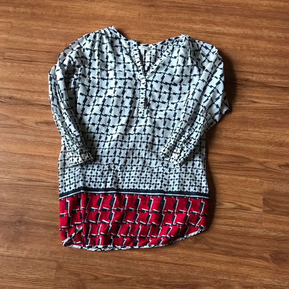 J. Crew Aztec Popover Blouse Button Down